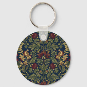 William Morris Pomegranate Floral Navy Pattern Key Ring