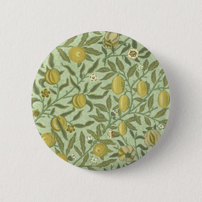 William Morris Pomegranate Fruit Design 6 Cm Round Badge (Front)