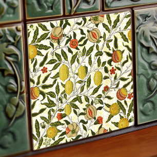 William Morris Pomegranate Lemons Vintage Pattern Ceramic Tile