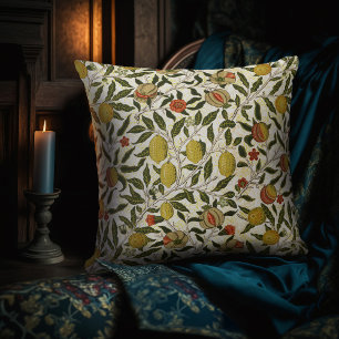 William Morris Pomegranate Lemons Yellow Fruits Cushion