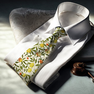 William Morris Pomegranate Lemons Yellow Fruits Tie