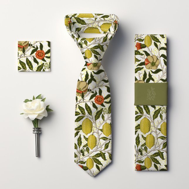 William Morris Pomegranate Lemons Yellow Fruits Tie (Creator Uploaded)