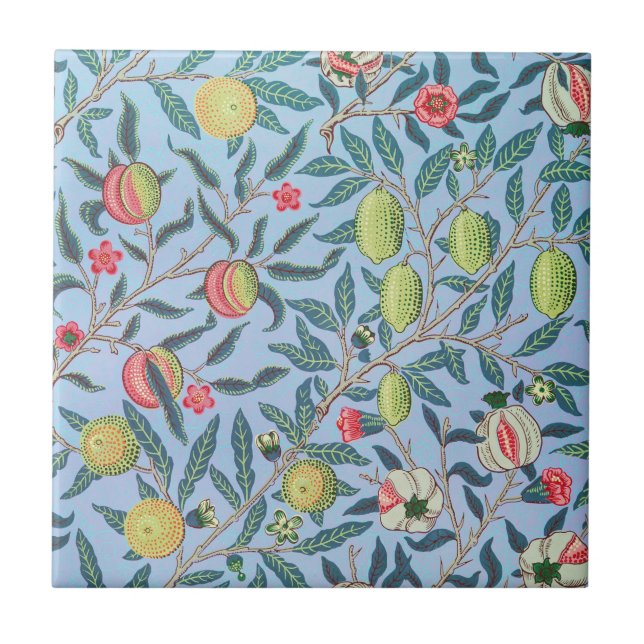William Morris Pomegranate Pastel Fruit Pattern  Ceramic Tile (Front)