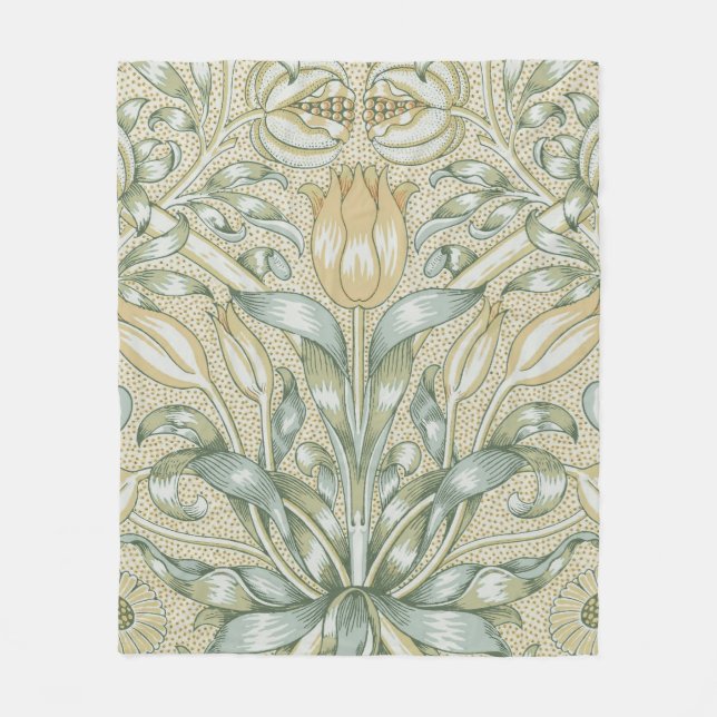 William Morris Pomegranate Pattern Antique Lily  Fleece Blanket (Front)
