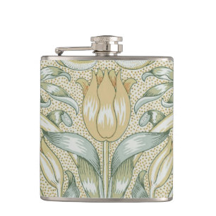 William Morris Pomegranate Pattern Antique Lily Hip Flask