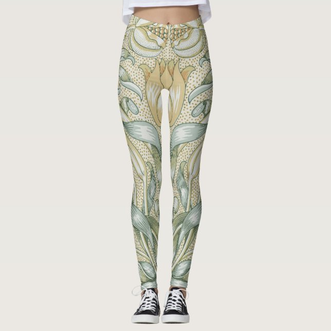 William Morris Pomegranate Pattern Antique Lily  Leggings (Front)