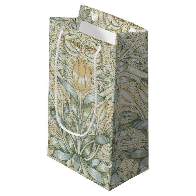 William Morris Pomegranate Pattern Antique Lily  Small Gift Bag (Front Angled)