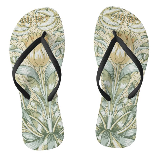 William Morris Pomegranate Pattern Antique Lily  Thongs (Footbed)