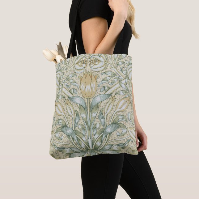 William Morris Pomegranate Pattern Antique Lily  Tote Bag (Close Up)