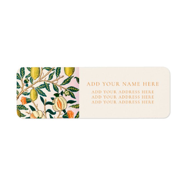 WILLIAM MORRIS "POMEGRANATES" RETURN ADDRESS LABEL (Front)