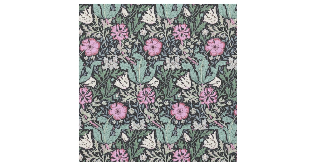 William Morris Poppies Fabric | Zazzle.com.au