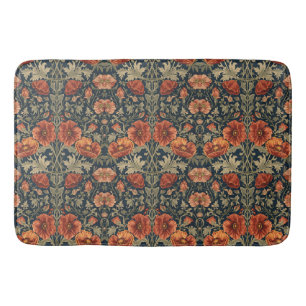 William Morris Poppies Floral Art Nouveau Pattern  Bath Mat