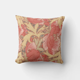 William Morris Poppies Floral Art Nouveau Pattern Cushion