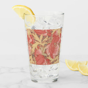 William Morris Poppies Floral Art Nouveau Pattern Glass