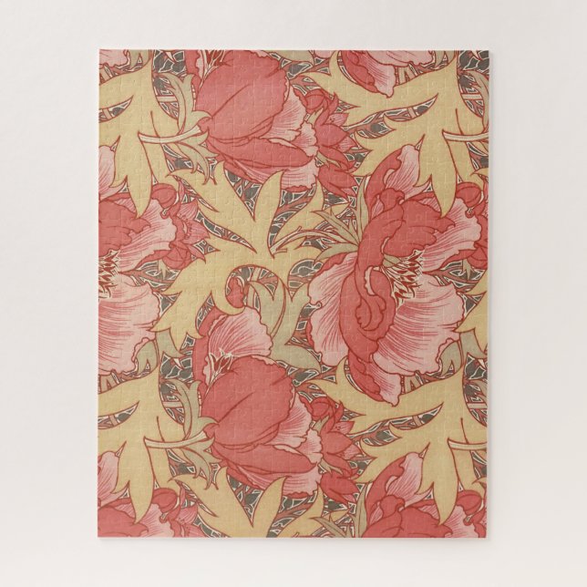 William Morris Poppies Floral Art Nouveau Pattern Jigsaw Puzzle (Vertical)
