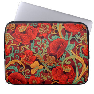 William Morris Poppies Floral Art Nouveau Pattern Laptop Sleeve