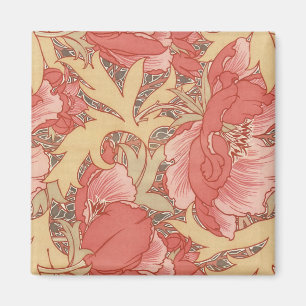William Morris Poppies Floral Art Nouveau Pattern Magnet