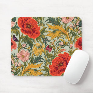 William Morris Poppies Floral Art Nouveau Pattern  Mouse Pad