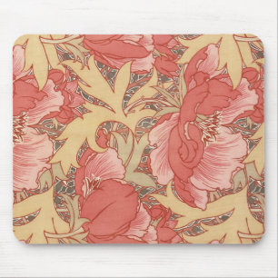 William Morris Poppies Floral Art Nouveau Pattern Mouse Pad