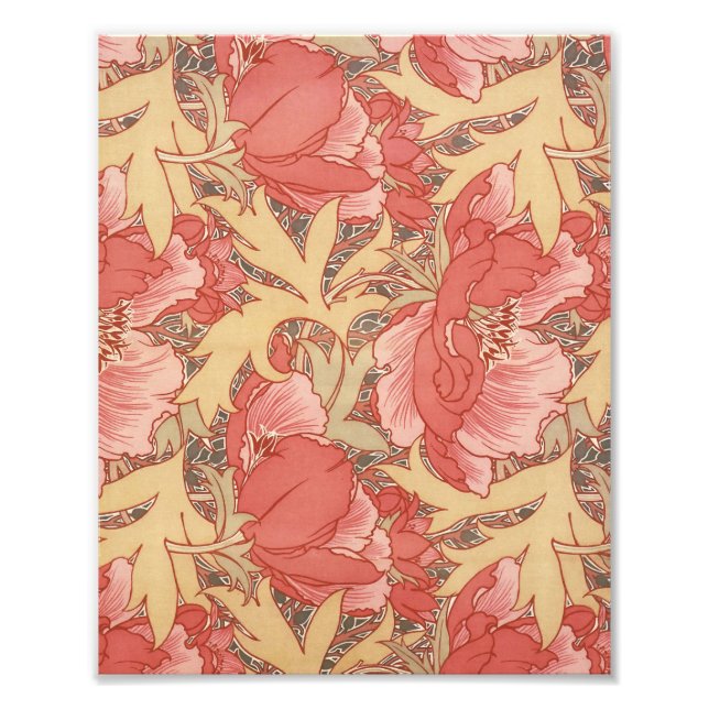 William Morris Poppies Floral Art Nouveau Pattern Photo Print (Front)
