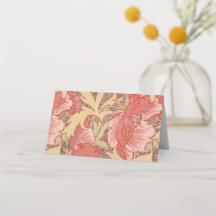 William Morris Poppies Floral Art Nouveau Pattern Place Card