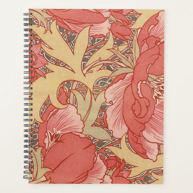 William Morris Poppies Floral Art Nouveau Pattern Planner (Front)