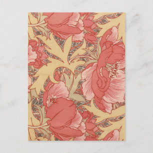 William Morris Poppies Floral Art Nouveau Pattern Postcard
