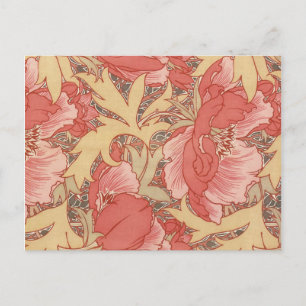 William Morris Poppies Floral Art Nouveau Pattern Postcard
