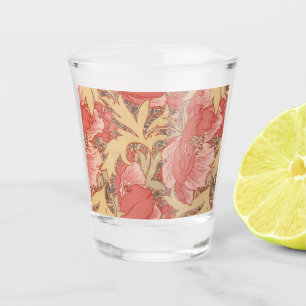 William Morris Poppies Floral Art Nouveau Pattern Shot Glass