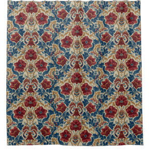 William Morris Poppies Floral art Nouveau Pattern  Shower Curtain