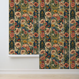 William Morris Poppies Floral Art Nouveau Pattern Wallpaper