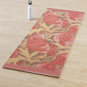 William Morris Poppies Floral Art Nouveau Pattern Yoga Mat