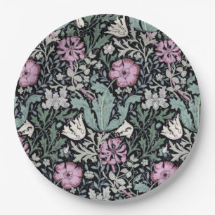 William Morris Poppy Botanical Victorian Wallpaper Paper Plate