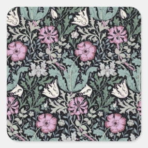 William Morris Poppy Botanical Victorian Wallpaper Square Sticker