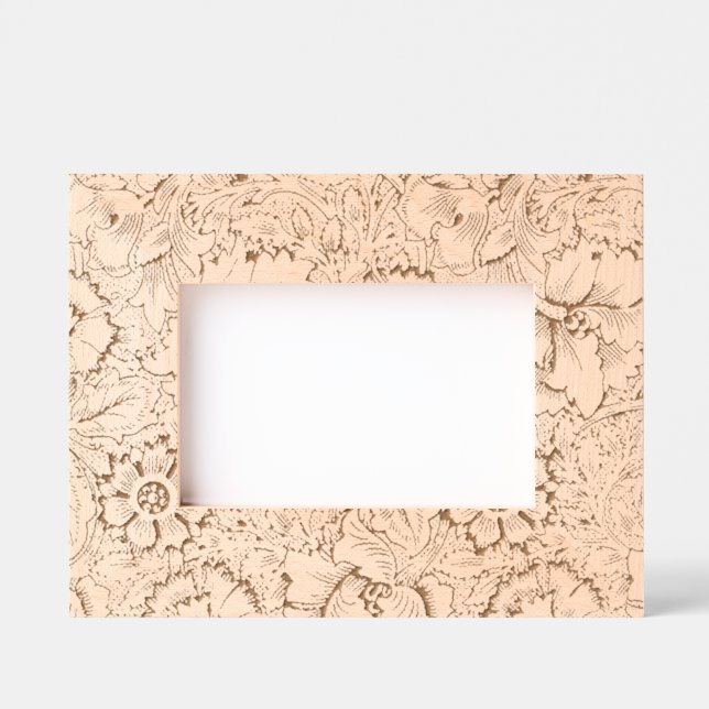 William Morris Poppy Classic Floral Green Etched Frames (Front)