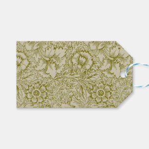 William Morris Poppy Classic Floral Green Gift Tags