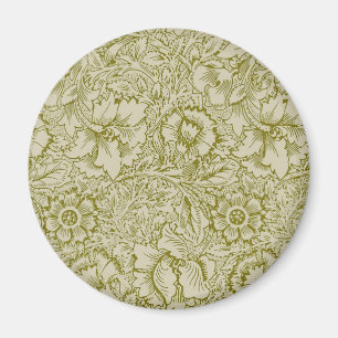 William Morris Poppy Classic Floral Green Magnet