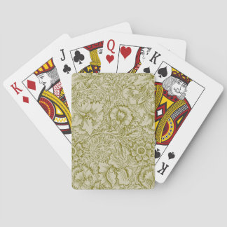 William Morris Poppy Classic Floral Green Playing Cards
