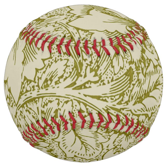 William Morris Poppy Classic Floral Green Softball (Front)