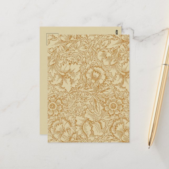 William Morris Poppy Floral Wallpaper Postcard (Front/Back In Situ)