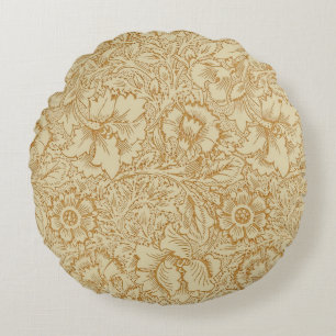 William Morris Poppy Floral Wallpaper Round Cushion