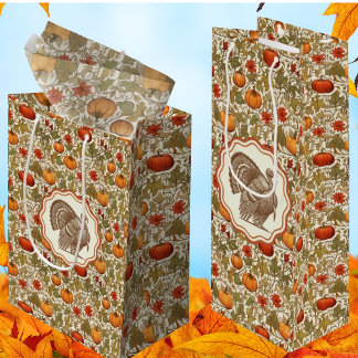 William Morris Pumpkins Wild Turkey Wine Gift Bag
