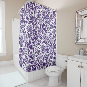 William Morris Purpland White Thistle Custom Shower Curtain