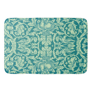 William Morris Queen Anne Teal Bird Floral Art Bath Mat