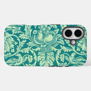 William Morris Queen Anne Teal Bird Floral Art iPhone 16 Case