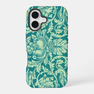 William Morris Queen Anne Teal Bird Floral Art iPhone 16 Case