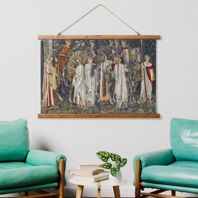 William Morris Quest for Holy Grail:Shield Forest Hanging Tapestry (Living Room)
