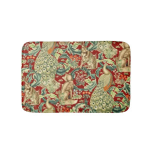 William Morris Red Pattern Forest Bath Mat