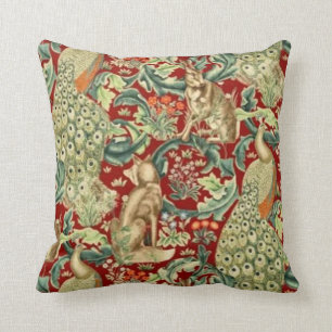 William Morris Red Pattern Forest Cushion