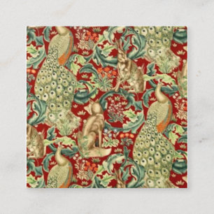 William Morris Red Pattern Forest Square Business Card
